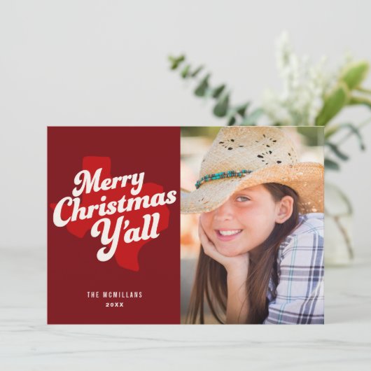 Vakantie fotokaart *Vrolijke Kerstmis Y'all* Kaart (Staand voorkant)