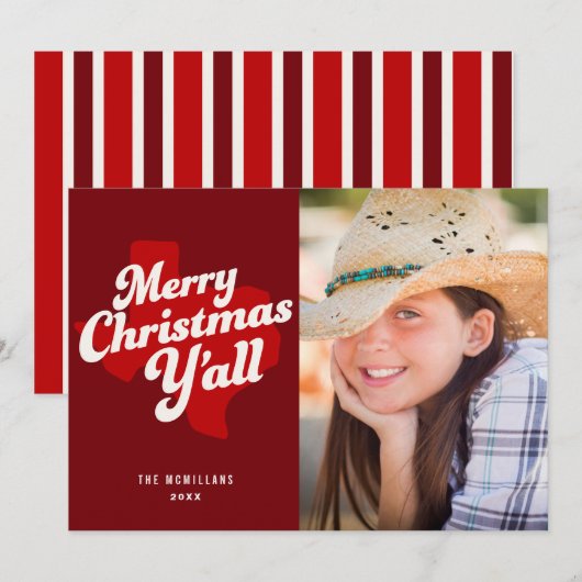 Vakantie fotokaart *Vrolijke Kerstmis Y'all* Kaart (Voorkant / Achterkant)