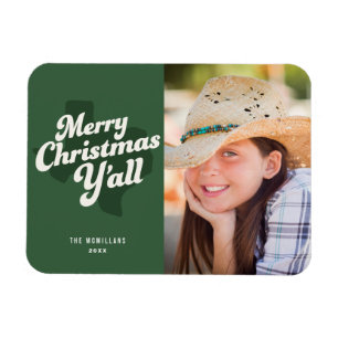 Vakantie fotokaart *Vrolijke Kerstmis Y'all* Magneet