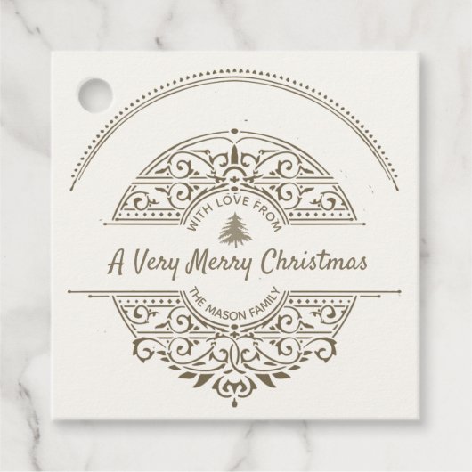 Vakantie Franse kerstboom Bedankjes Labels (Voorkant)