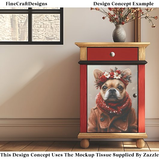 Vakantie Frenchie, Bloemen Hoofdband EE1L Decoupag Tissuepapier