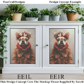 Vakantie Frenchie, Bloemen Hoofdband EE1L Decoupag Tissuepapier