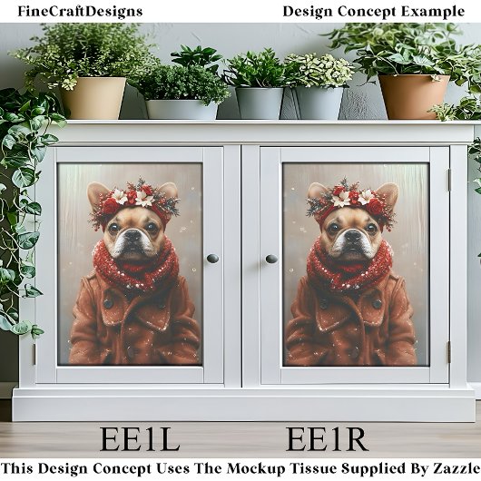 Vakantie Frenchie, Bloemen Hoofdband EE1L Decoupag Tissuepapier