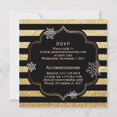 Vakantie Gala Black & Gold Stripes Sneeuwvlokken Kaart (Achterkant)