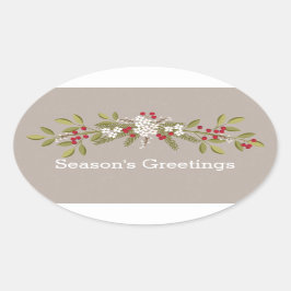 Vakantie Garland Kerstmis Seizoen Groeten Ovale Sticker