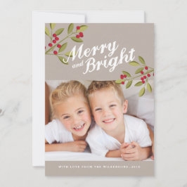 Vakantie Garland Merry & Bright Foto Groeten Feestdagenkaart