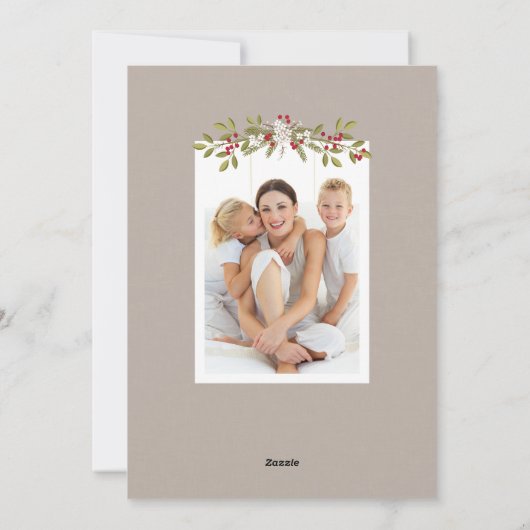 Vakantie Garland Merry & Bright Twee Fotokaart Feestdagenkaart (Achterkant)