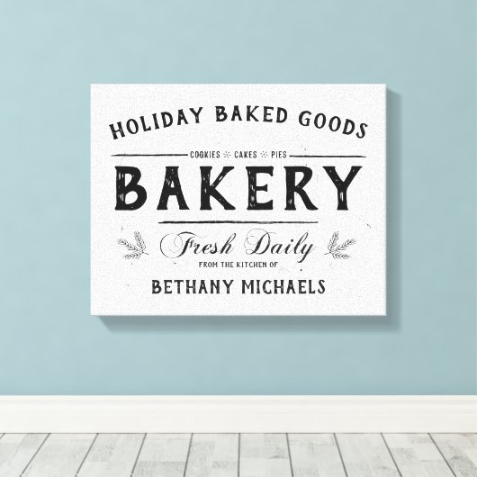 Vakantie Gebakken Goederen  Boerderij Naam Canvas Afdruk (Insitu (Houten vloer))