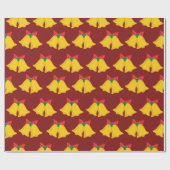 Vakantie gele klokken met rode strik kerstcadeau cadeaupapier (Vlak)