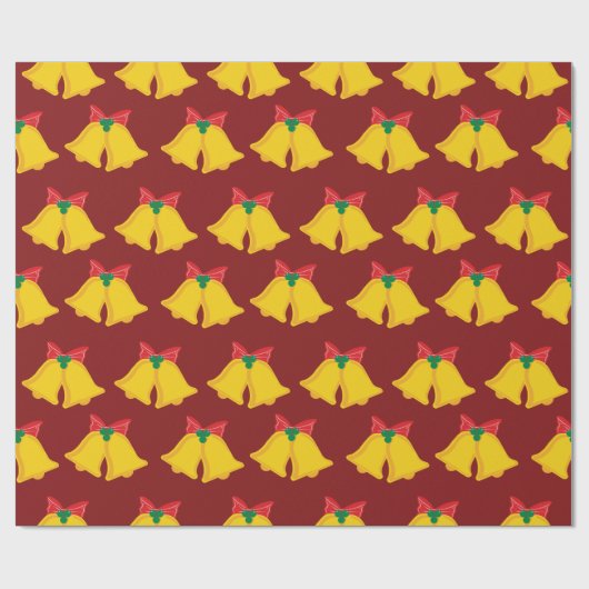 Vakantie gele klokken met rode strik kerstcadeau cadeaupapier (Vlak)