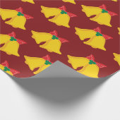 Vakantie gele klokken met rode strik kerstcadeau cadeaupapier (Hoek)