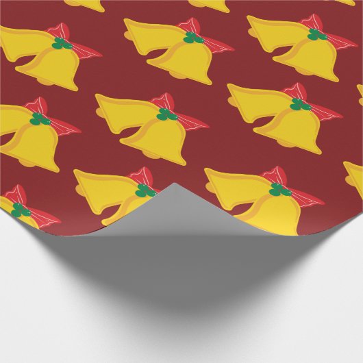 Vakantie gele klokken met rode strik kerstcadeau cadeaupapier (Hoek)