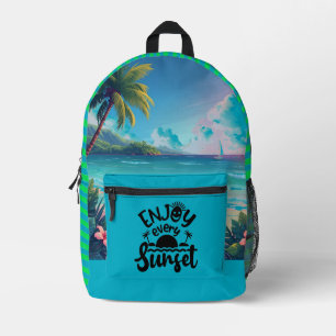 Vakantie, Geniet van elke zonsondergang, Strand, Z Bedrukte Rugzak