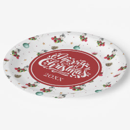 Vakantie Gepersonaliseerd Wintervogelpatroon Papieren Bordje