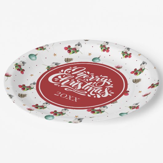 Vakantie Gepersonaliseerd Wintervogelpatroon Papieren Bordje (Gekanteld)