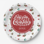 Vakantie Gepersonaliseerd Wintervogelpatroon Papieren Bordje (Voorkant)