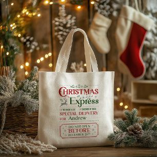 Vakantie gepersonaliseerde Christmas Express Canva Tote Bag