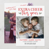 Vakantie Gepersonaliseerde Fotokaart Extra Cheer Feestdagenkaart (Voorkant / Achterkant)