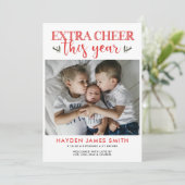 Vakantie Gepersonaliseerde Fotokaart Extra Cheer Feestdagenkaart (Staand voorkant)