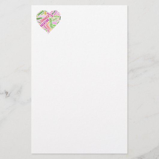 Vakantie gerelateerde woorden briefpapier (Voorkant)