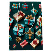 Vakantie geschenken Stijlvolle Wrap Goud Blauw Roo Medium Cadeauzakje (Voorkant)