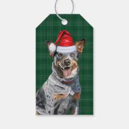 Vakantie gespeeld met een Blue Heeler Dog Kerstmis Cadeaulabel