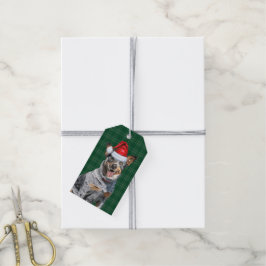 Vakantie gespeeld met een Blue Heeler Dog Kerstmis Cadeaulabel