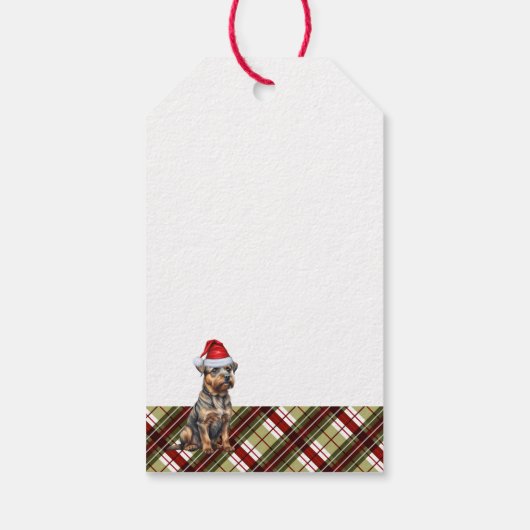 Vakantie gespeeld met een Border Terrier Dog Kerst Cadeaulabel (Achterkant)