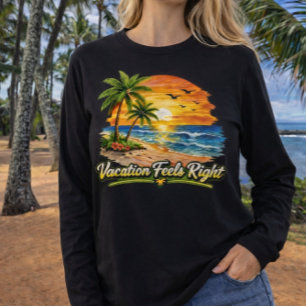Vakantie Gevoel Is Juist Tropisch Strand Lange Mou T-shirt