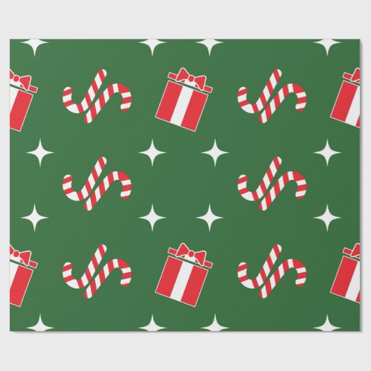 Vakantie Gift Vrolijk Kerstfeest Groen & Rood Cadeaupapier (Vlak)