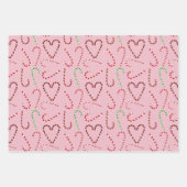 Vakantie Gift Wrap met snoep Canes en linten Inpakpapier Vel (Voorkant)