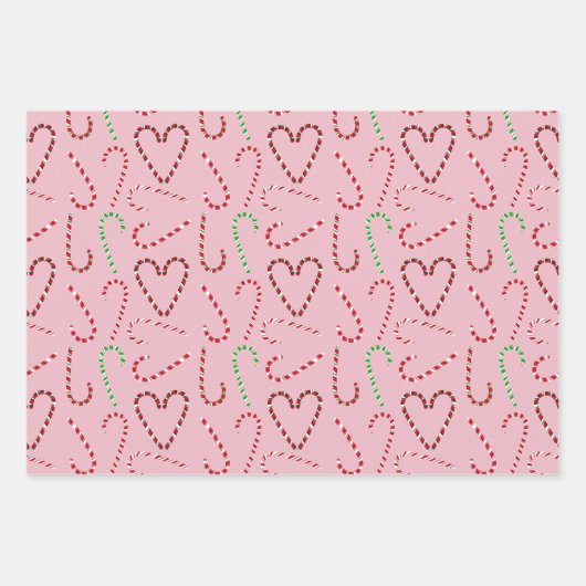 Vakantie Gift Wrap met snoep Canes en linten Inpakpapier Vel (Voorkant)