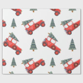 Vakantie Gift Wrap Rode Auto en Kerstboom Cadeaupapier (Vlak)