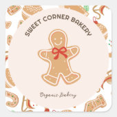 Vakantie Gingerbread Bakkerij Xmas Promo Vierkante Sticker (Voorkant)