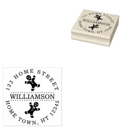 Vakantie Gingerbrood Circular Return Address Rubberstempel (Gestempeld)