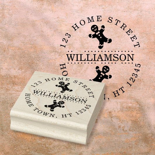 Vakantie Gingerbrood Circular Return Address Rubberstempel