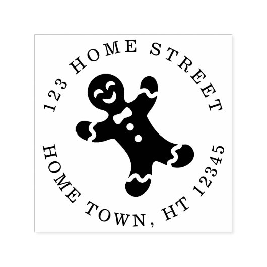 Vakantie Gingerbrood Circular Return Address Zelfinktende Stempel (Design)