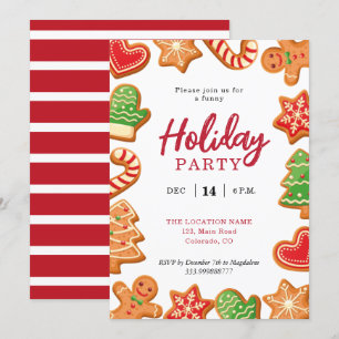 Vakantie Gingerbrood Cookie-uitnodiging Kaart