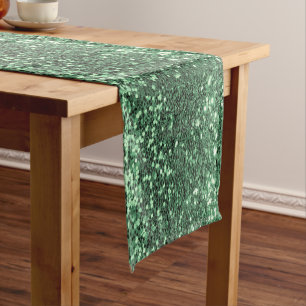 Vakantie Glitter Green Bling Sparkly Chic Korte Tafelloper