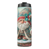 Vakantie Gnome met Holly Berries Thermosbeker (Voorkant)