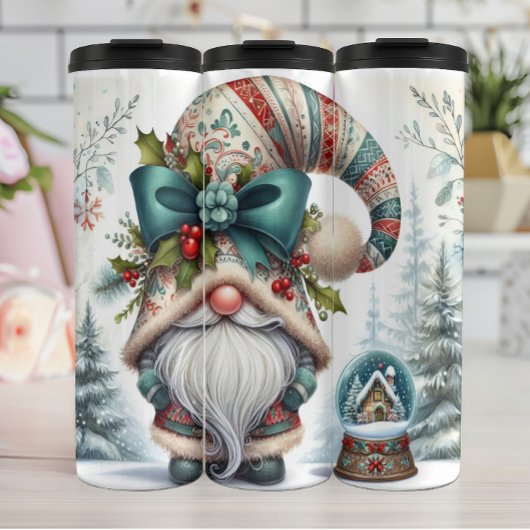 Vakantie Gnome met lint Pet Thermosbeker