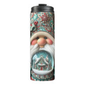 Vakantie Gnome met Sneeuw Wereldbol Thermosbeker (Voorkant)