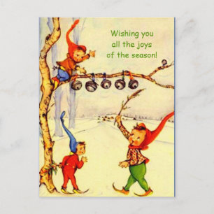  vakantie Gnomes Briefkaart, Schattige jaren 1930  Feestdagenkaart
