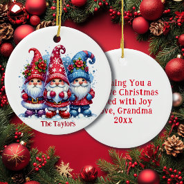 Vakantie Gnomes gepersonaliseerde kerst Keramisch Ornament
