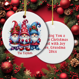 Vakantie Gnomes gepersonaliseerde kerst Keramisch Ornament