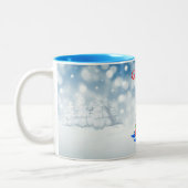 Vakantie | God jul Nisse woodland sneeuwrood Tweekleurige Koffiemok (Links)