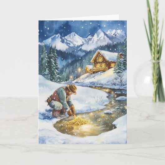 Vakantie Gold Mining Gouden Kerst Kaart (Voorkant)