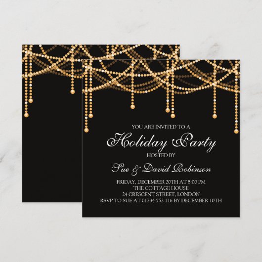 Vakantie Gold String Lights Kaart (Voorkant / Achterkant)