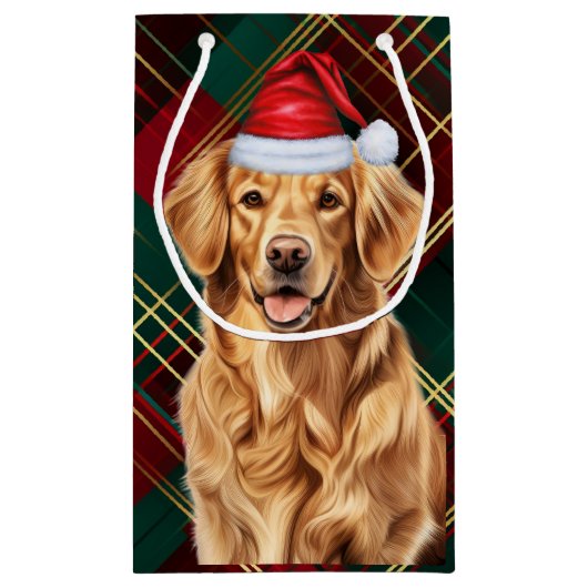 Vakantie Golden Retriever Feestelijke gespeelde ke Klein Cadeauzakje (Achterkant)