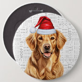 Vakantie Golden Retriever Santa Dog Woof Achtergro Ronde Button 6,0 Cm (Voorkant /achterkant)